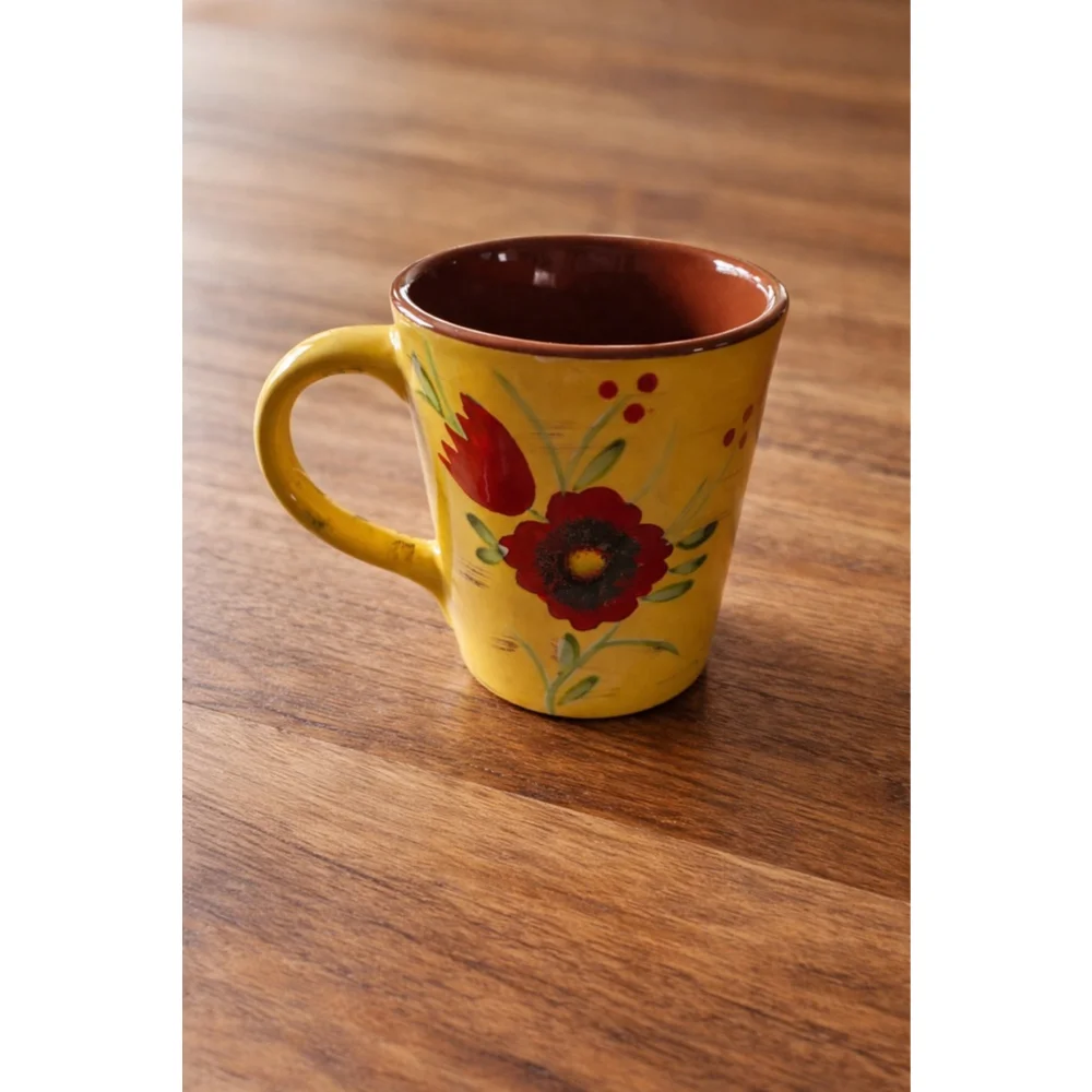 Hand Painted Yellow Floral Coffee Mug | Poppy & Tulip | Cottagecore